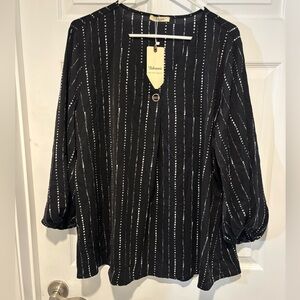 BEBONNIE NWT Black Striped Women's Boho Top
